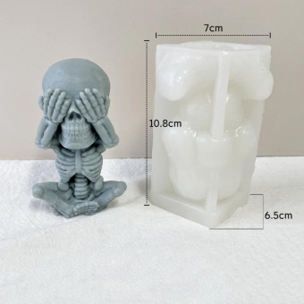 Skull Candle Silicone Mould Aromatherapy Ornament Mould(Skeleton Covering Eyes)