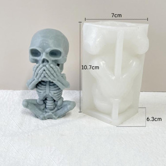 Skull Candle Silicone Mould Aromatherapy Ornament Mould(Skeleton Covering Mouth)