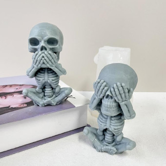 Skull Candle Silicone Mould Aromatherapy Ornament Mould(Skeleton Covering Eyes)