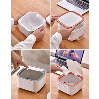 Home Desktop Mini Bomb Lid Trash Can Office Paper Basket(Orange)