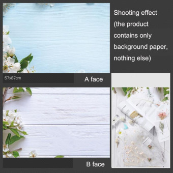 3D Double-Sided Matte Photography Background Paper(White Flower Blue White Wood Grain)