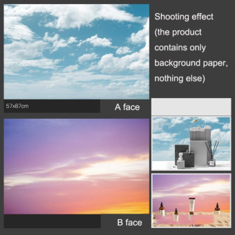 3D Double-Sided Matte Photography Background Paper(Blue Sky+Early Rosy Clouds)