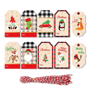 2 Packs 50pcs/set  Christmas Kraft Paper Tags Gift Wrapping Paper Labels(Series 11)