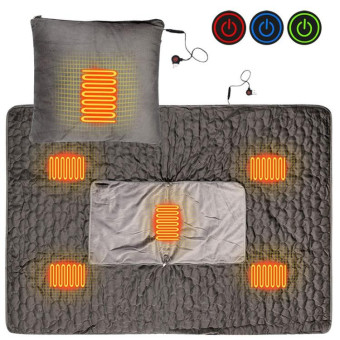Portable USB Smart Heating Multifunctional Pillow Electric Heating Blanket, Free Size(Grey)