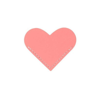 Mini Business Student Library Portable PU Leather Heart Shaped Bookmark(Rose Red)
