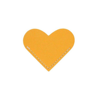 Mini Business Student Library Portable PU Leather Heart Shaped Bookmark(Ginger)