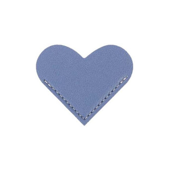Mini Business Student Library Portable PU Leather Heart Shaped Bookmark(Light Blue)