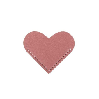 Mini Business Student Library Portable PU Leather Heart Shaped Bookmark(Light Purple)