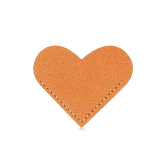 Mini Business Student Library Portable PU Leather Heart Shaped Bookmark(Light Brown)