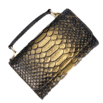 Multi-functional Chain Lady Cross-body Wrist Bag(Big Snake Pattern Dark Gold)
