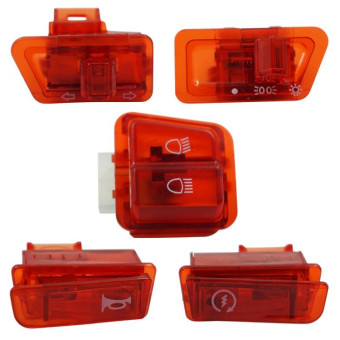 Motorcycle Headlight Horn Steering Switch Accessories(5 in 1 Red)