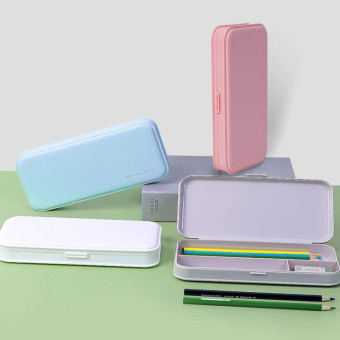 WJ-WJH-2 Plastic Compartment Large-capacity Shatter-resistant Flip-top Stationery Box(White)