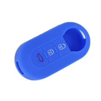 For Fiat 500 2pcs Folding 3 Button Remote Control Silicone Case(Blue)