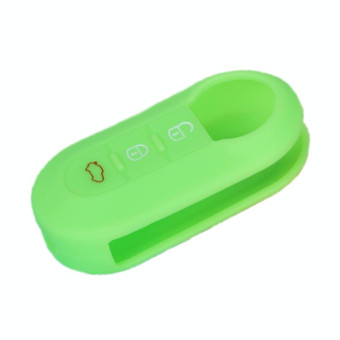 For Fiat 500 2pcs Folding 3 Button Remote Control Silicone Case(Luminous Green)