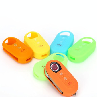 For Fiat 500 2pcs Folding 3 Button Remote Control Silicone Case(Luminous Blue)