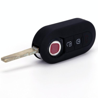 For Fiat 500 2pcs Folding 3 Button Remote Control Silicone Case(Red)