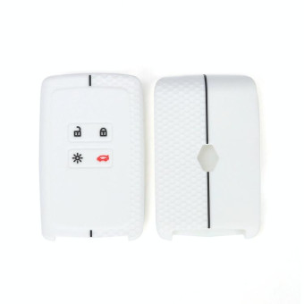For Renault Koleos/Megane 2pcs 4 Button Honeycomb Pattern Silicone Key Cover(White Black Line)