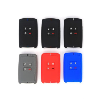 For Renault Koleos/Megane 2pcs 4 Button Honeycomb Pattern Silicone Key Cover(Red White Line)