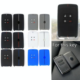 For Renault Koleos/Megane 2pcs 4 Button Honeycomb Pattern Silicone Key Cover(White Black Line)