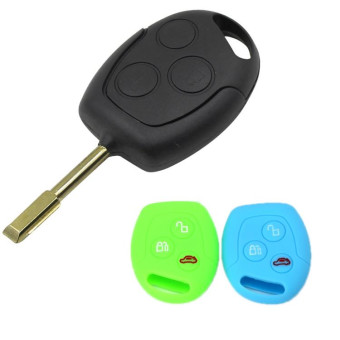 For Ford Transit/Focus 2pcs 3-Button Silicone Key Protector(Sky Blue)