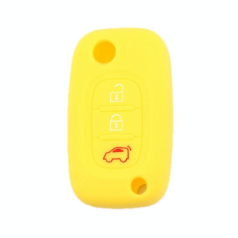 For Mercedes-Benz Smart Folding 2pcs 3 Button Silicone Key Case(Yellow)