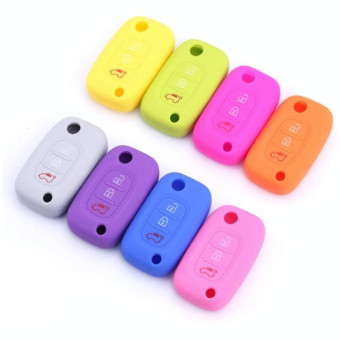 For Mercedes-Benz Smart Folding 2pcs 3 Button Silicone Key Case(Purple)