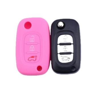 For Mercedes-Benz Smart Folding 2pcs 3 Button Silicone Key Case(Apple Green)