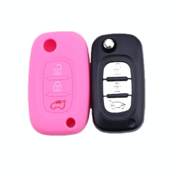 For Mercedes-Benz Smart Folding 2pcs 3 Button Silicone Key Case(Pink)