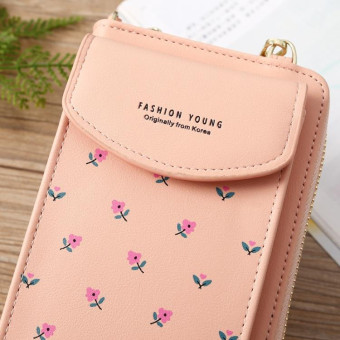 Printed Phone Bag Floral Woman Multifunctional Crossbody Bag Multi Card Shoulder Bag(Blue)