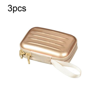 3pcs Rectangular Tinplate Coin Brushed Zipper Bag(Gold)
