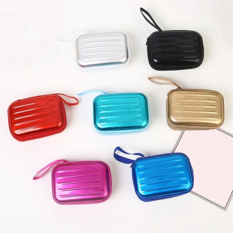 3pcs Rectangular Tinplate Coin Brushed Zipper Bag(Gold)