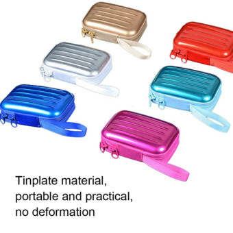 3pcs Rectangular Tinplate Coin Brushed Zipper Bag(Red)