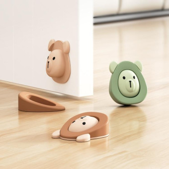 Cartoon Silicone Door Stopper Anti-Collision Door Blocker(Green)