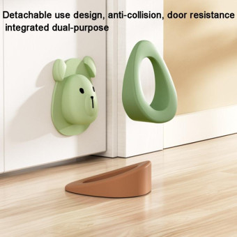 Cartoon Silicone Door Stopper Anti-Collision Door Blocker(Green)