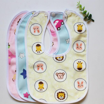 4pcs Waterproof Kids Bib Crystal Velvet Double Layer Baby Drool Towel(Color and Style Random Delivery)