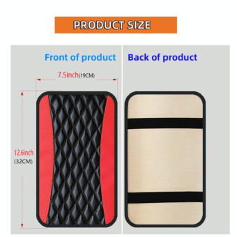 Car Center Console Cover Mat PU Leather Car Armrest Cover 32x19cm(Red)