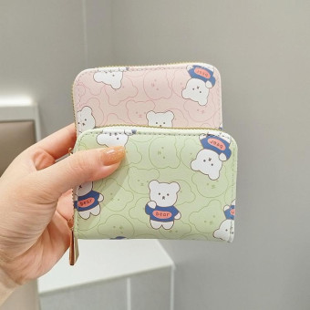 Mini Cartoon Cute Bear Print Multi-slot Anti-degaussing Card Holder(Purple)