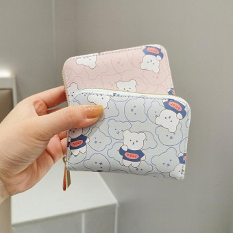 Mini Cartoon Cute Bear Print Multi-slot Anti-degaussing Card Holder(Purple)