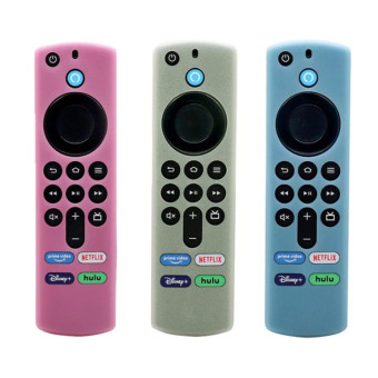 2pcs Remote Control Case For Amazon Fire TV Stick 2021 ALEXA 3rd Gen With Airtag Holder(Luminous Pink)