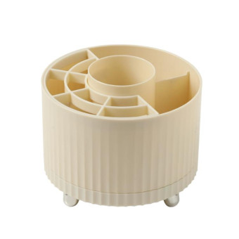 Desktop Rotation Makeup Brush Bucket Dressing Table Stand(Yellow)