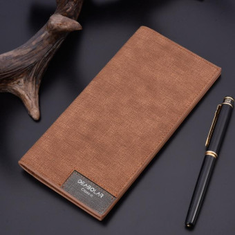 DEABOLAR Large Capacity Men Long Wallet Ultra-thin Paneled Soft Wallet(Coffee)