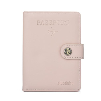 Dibaoleiou Buckle PU Leather ID Card Storage Bag Multifunctional Passport Case(Pink)