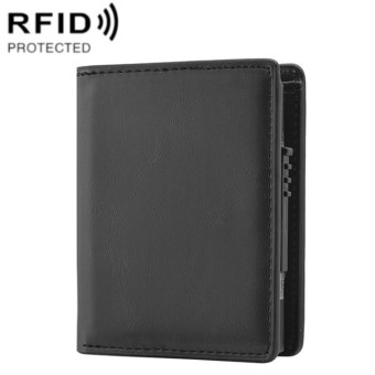 RFID Anti-Theft Short Wallet Automatic Pop-Up Aluminum Alloy Antimagnetic Card Holder(Black)