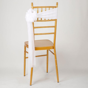 Hotel Wedding Organza Free Tie Chair Back Flower Seat Yarn Decorations Tulle Chair Back Bows(White)