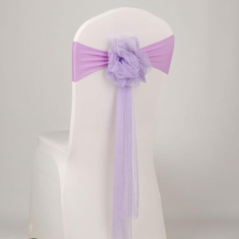 Hotel Wedding Organza Free Tie Chair Back Flower Seat Yarn Decorations Tulle Chair Back Bows(Shallow Purple)