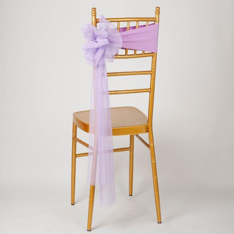 Hotel Wedding Organza Free Tie Chair Back Flower Seat Yarn Decorations Tulle Chair Back Bows(Shallow Purple)