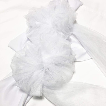 Hotel Wedding Organza Free Tie Chair Back Flower Seat Yarn Decorations Tulle Chair Back Bows(Shallow Purple)