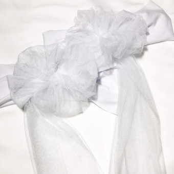Hotel Wedding Organza Free Tie Chair Back Flower Seat Yarn Decorations Tulle Chair Back Bows(Pink)