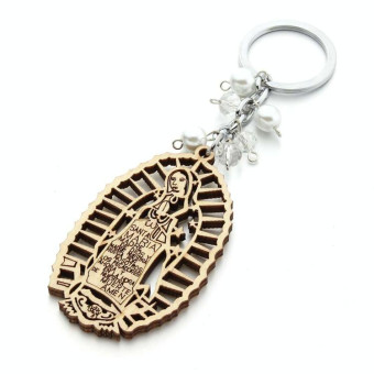 Wooden Sign Religious Baptismal Keychain(White)