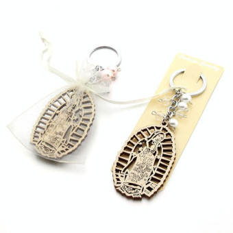 Wooden Sign Religious Baptismal Keychain(White)